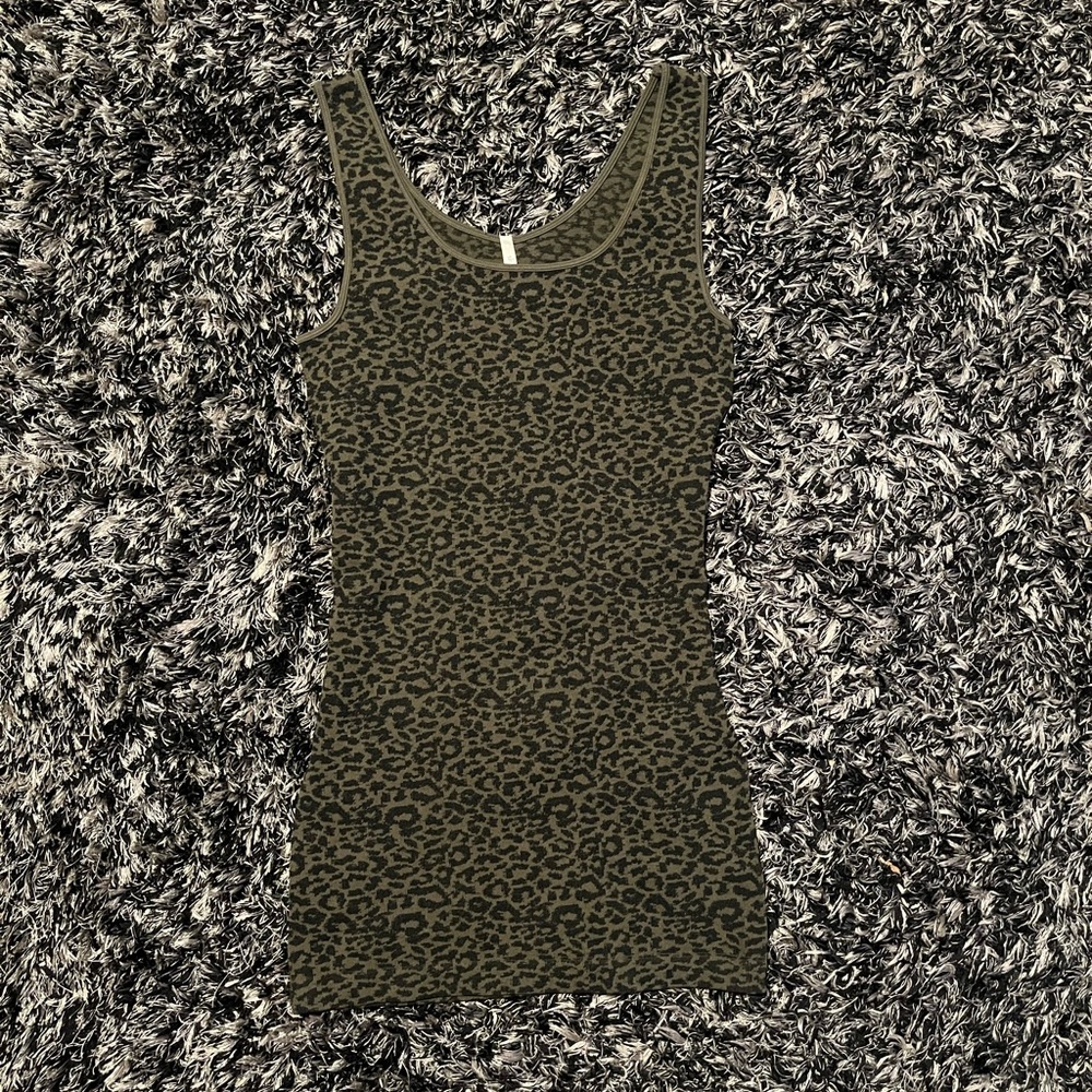 Leopard Print Tank Top - Olive Green
